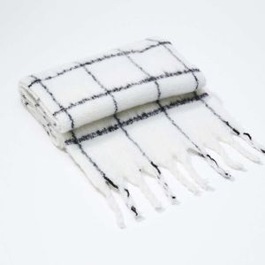 LOFT Black and White Plaid Scarf